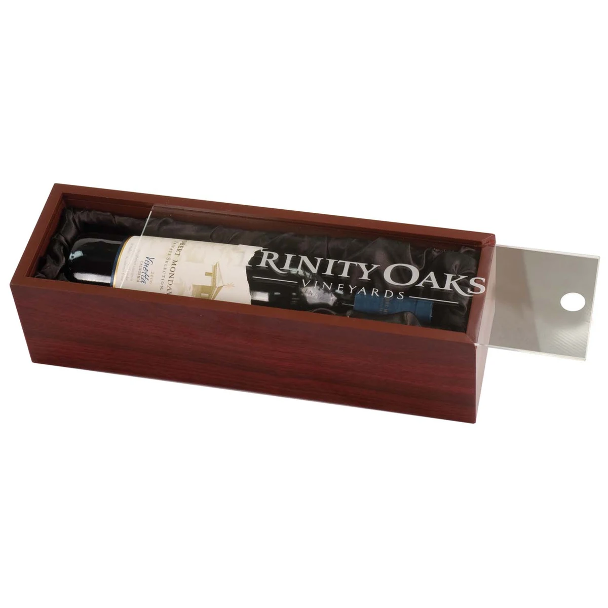 Rosewood Finish Wine Box w/ Acrylic Lid 1