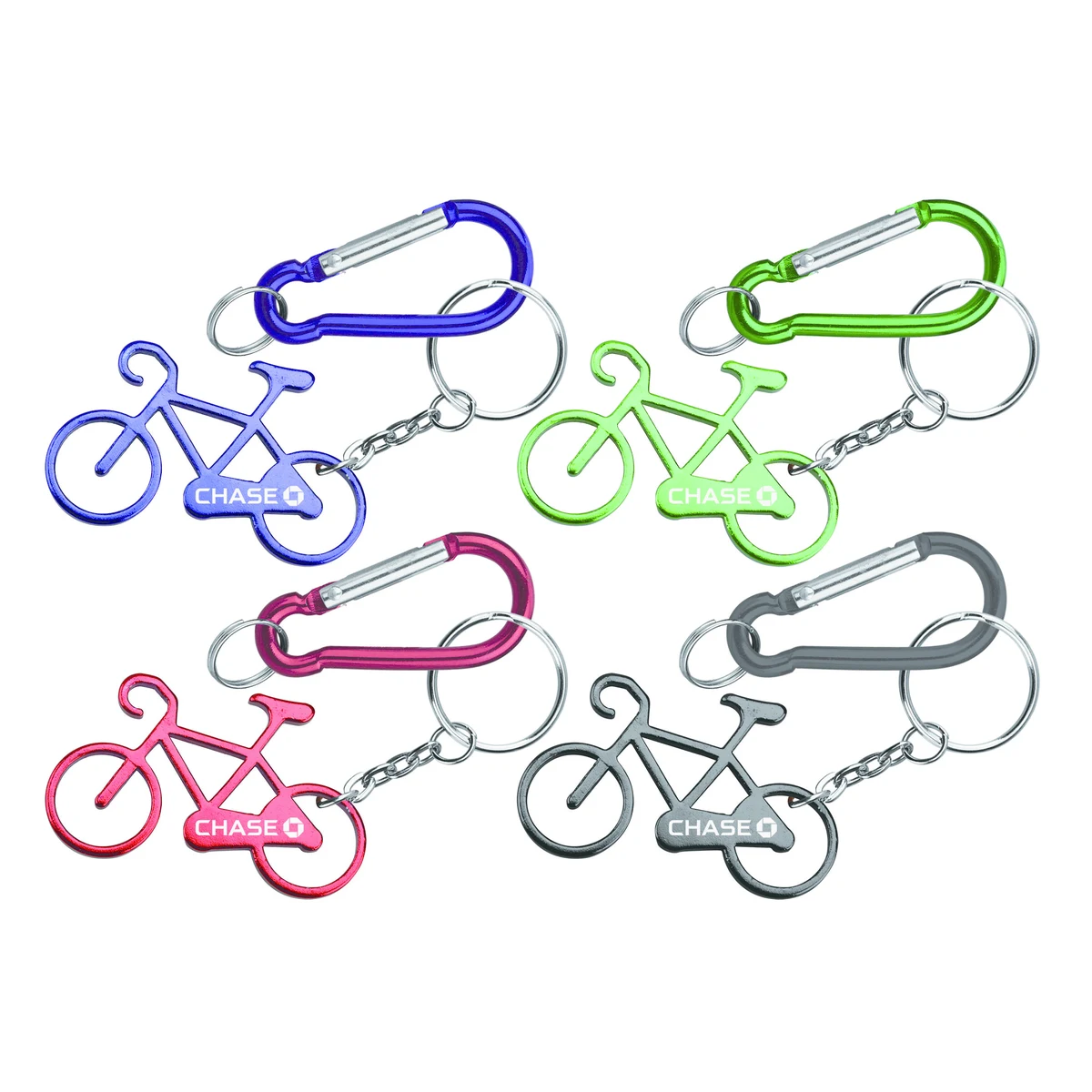Bicycle shape bottle opener with key chain and carabiner 1