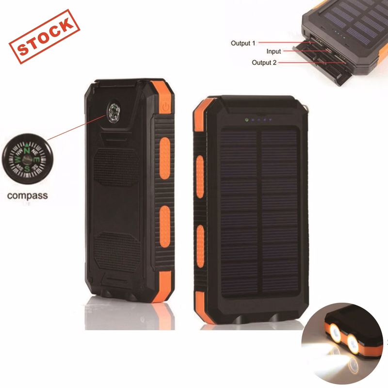 Quick Ship 10000 mAh Solar Power Bank Charger-Domestic