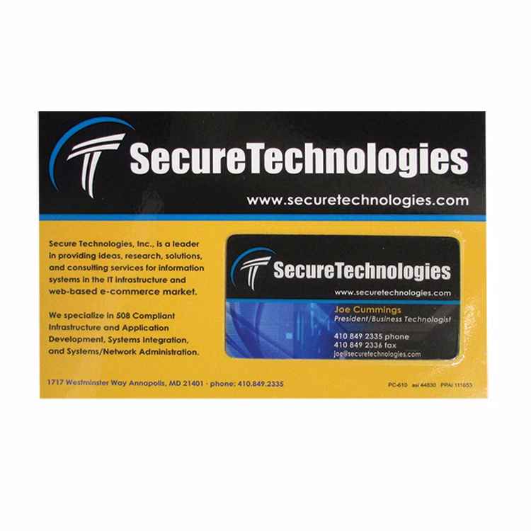 6 3/4" x 4 3/4" - Laminated Card with Customer Supplied Item