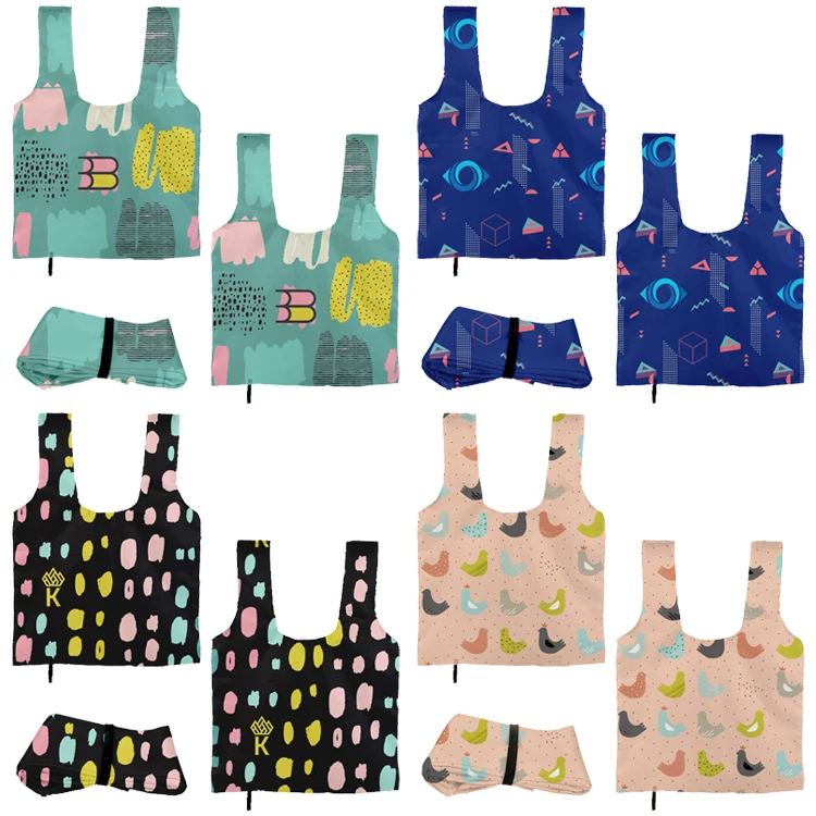 Custom Printed Full Color Polyester Foldable Tote 1