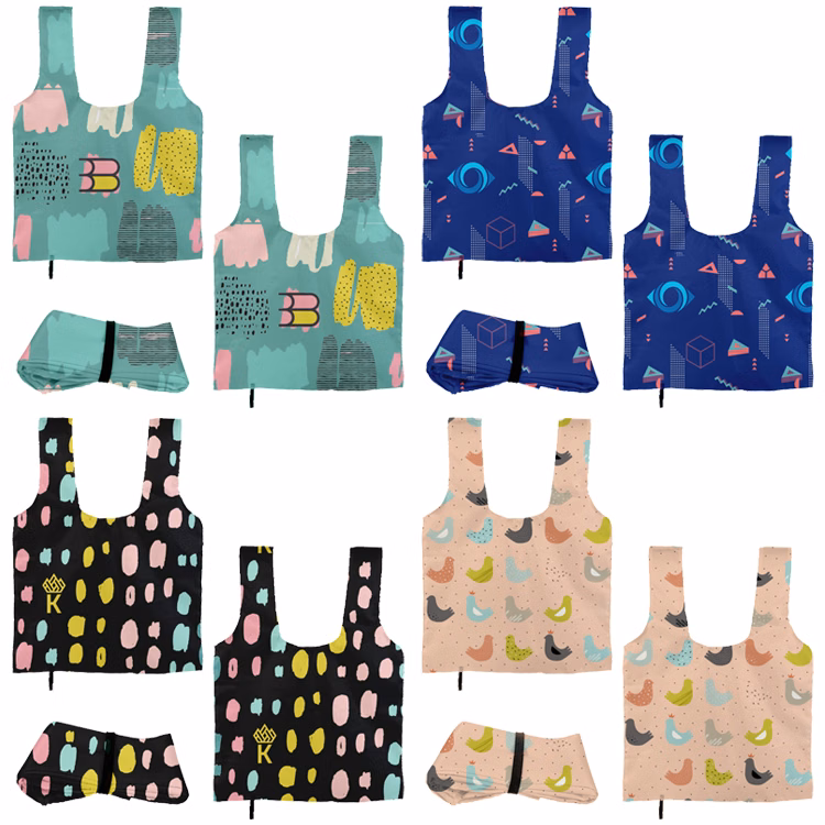 Custom Printed Full Color Polyester Foldable Tote