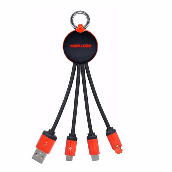 Customized Led Light Color 3 In 1 Cable Keychain
