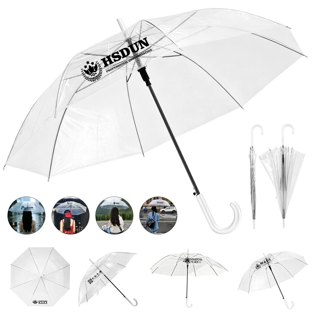 Transparent Straight-Shaft Long-Handle Automatic Umbrella 1