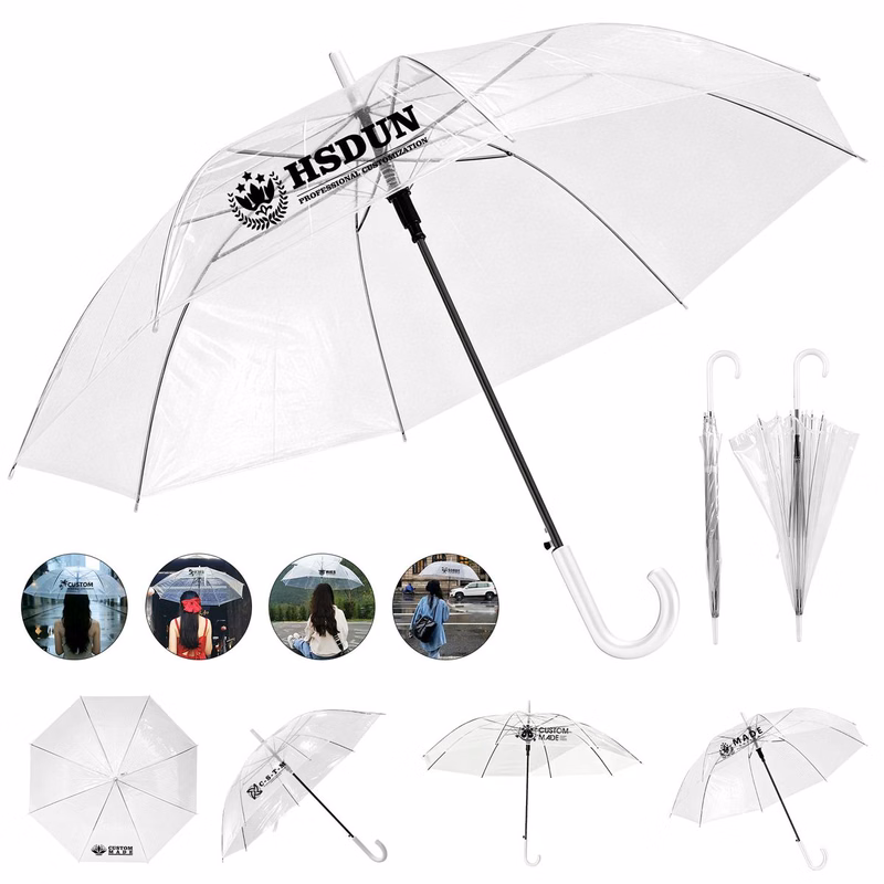 Transparent Straight-Shaft Long-Handle Automatic Umbrella