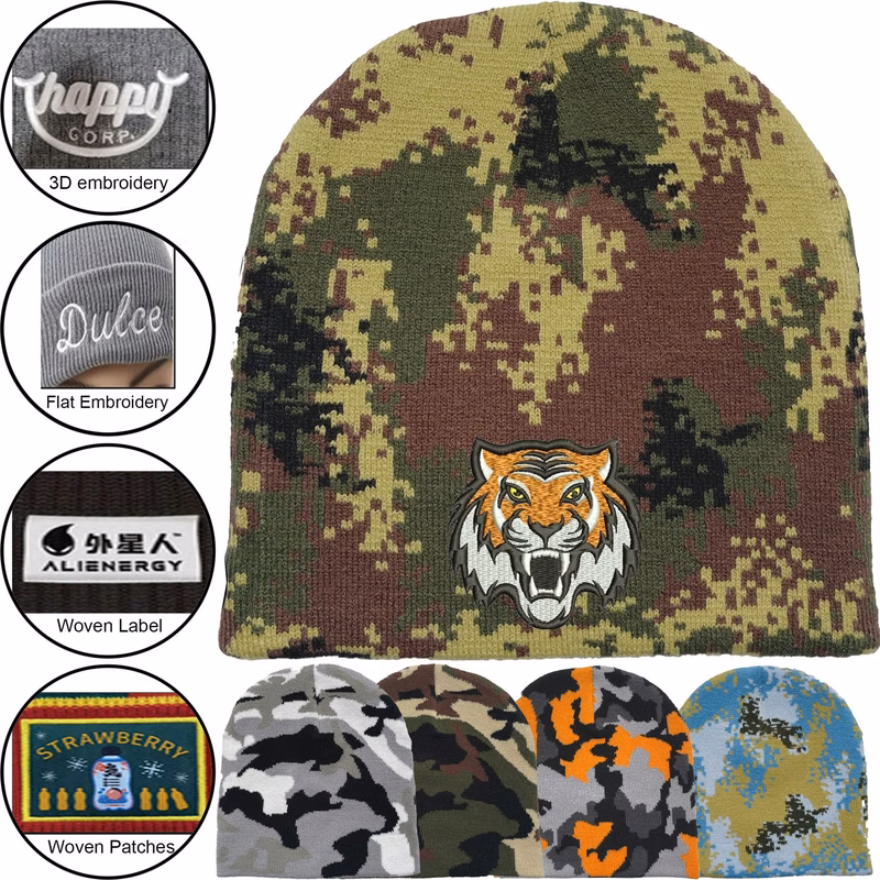 Unisex Camouflage Knitted Beanie