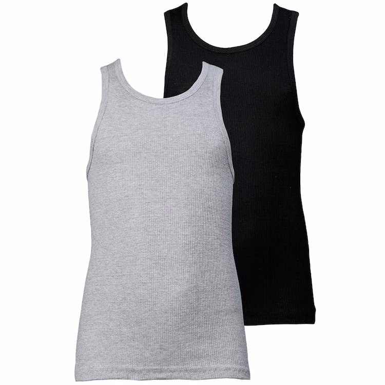 Boys' A-Shirts - Black & Gray Large 3 Pack