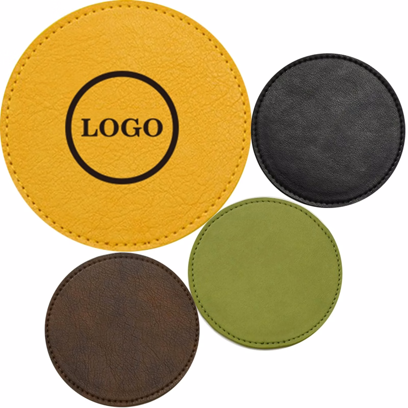 Custom Logo Leather Coaster - Heatproof & Non-Slip