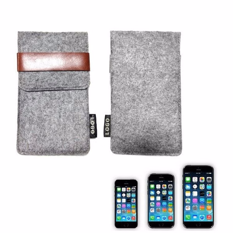 Felt Phone Case With Leather Strap