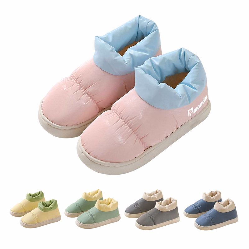 Waterproof Lightweight Patchwork Color Warm Slippers