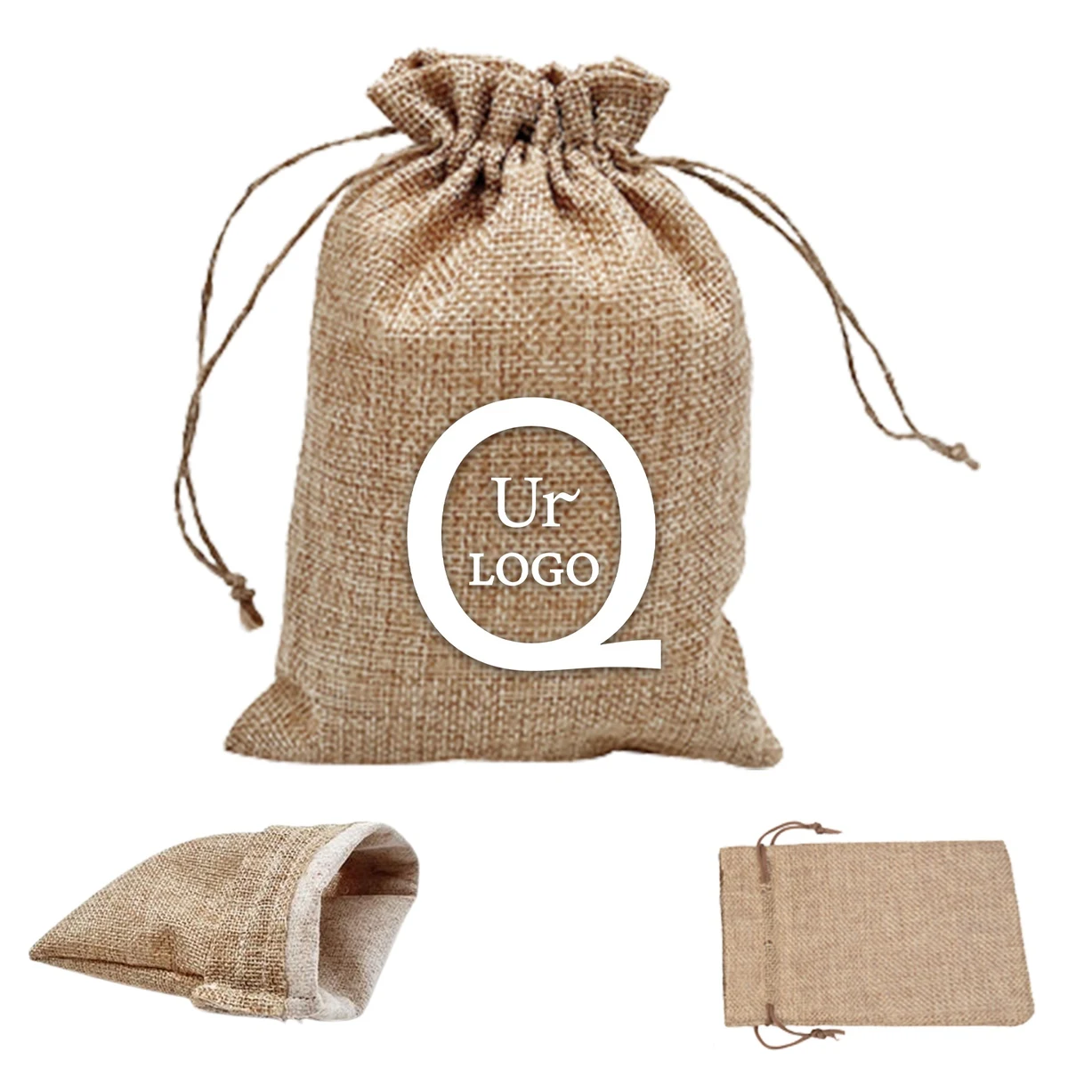 3.54 X 4.72 Inch Small Jute Drawstring Pouch 1