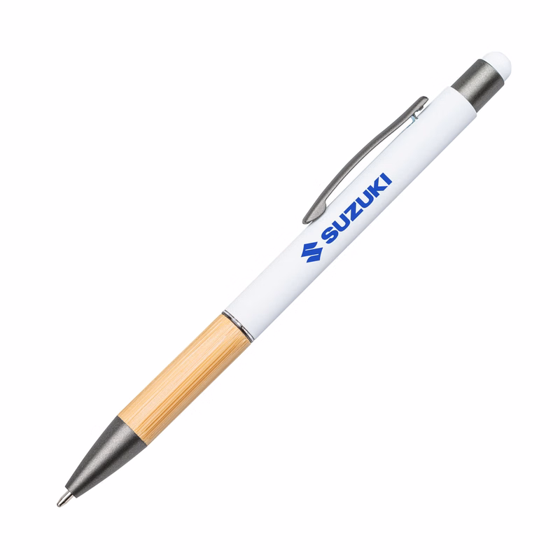 Assia Metal Pen w/Bamboo Grip & Black Refill