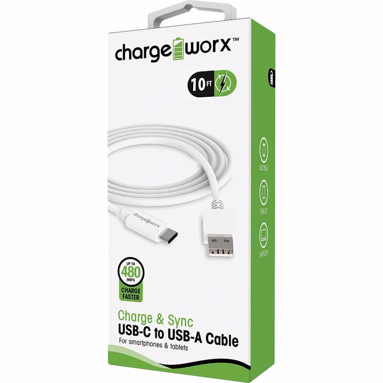 10' USB Type C Cables - White
