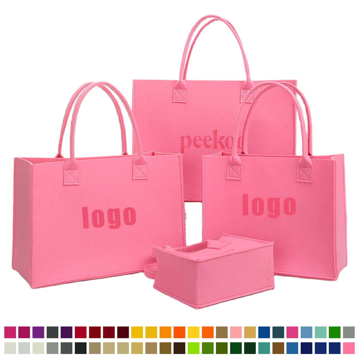 Colorful Felt Handbag, custom tote bag with logo imprint 1
