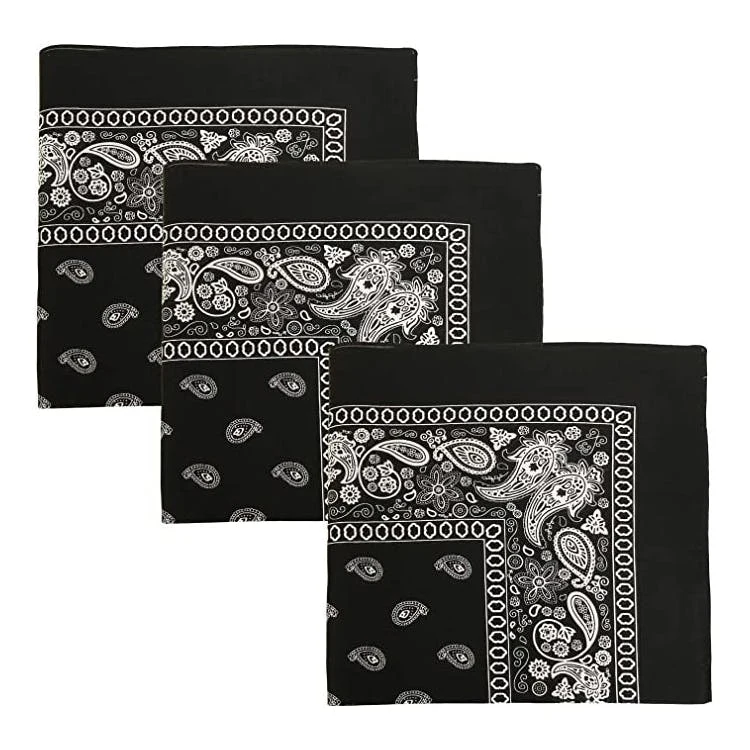 Cotton Bandanas - Paisley Black 1