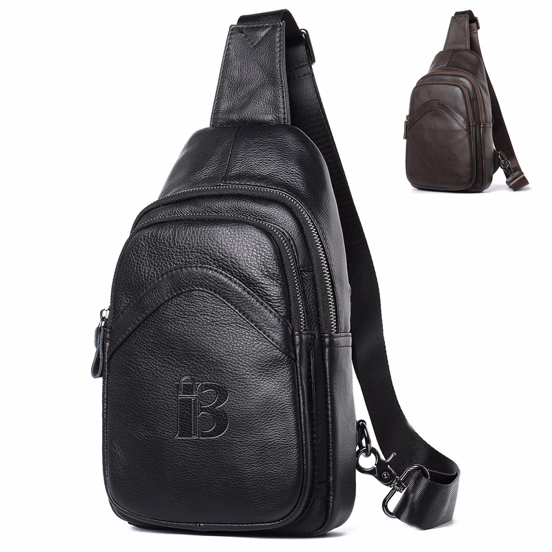 Genuine Leather Men's Crossbody Chest Bag