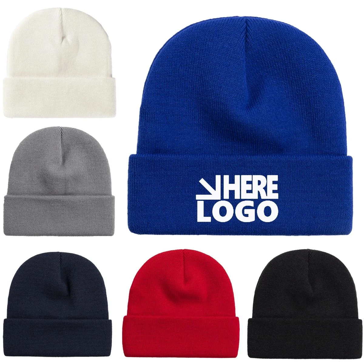 Embroidered Winter Knit Cuff Beanie Cap 1
