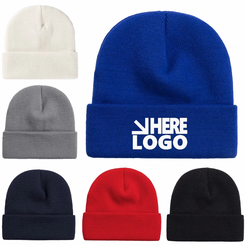 Embroidered Winter Knit Cuff Beanie Cap