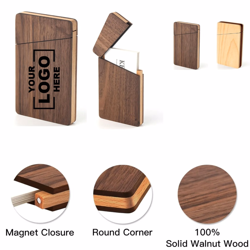 Portable Business Solid Wood Ultra Thin Card Case