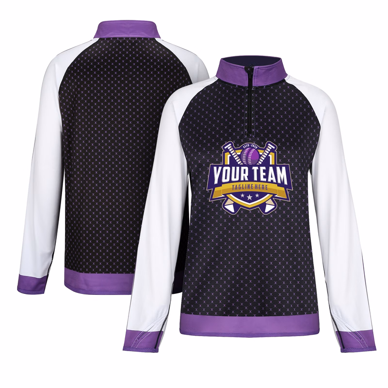 Athletic Quarter Zip Raglan Training Pullover (Full Color)