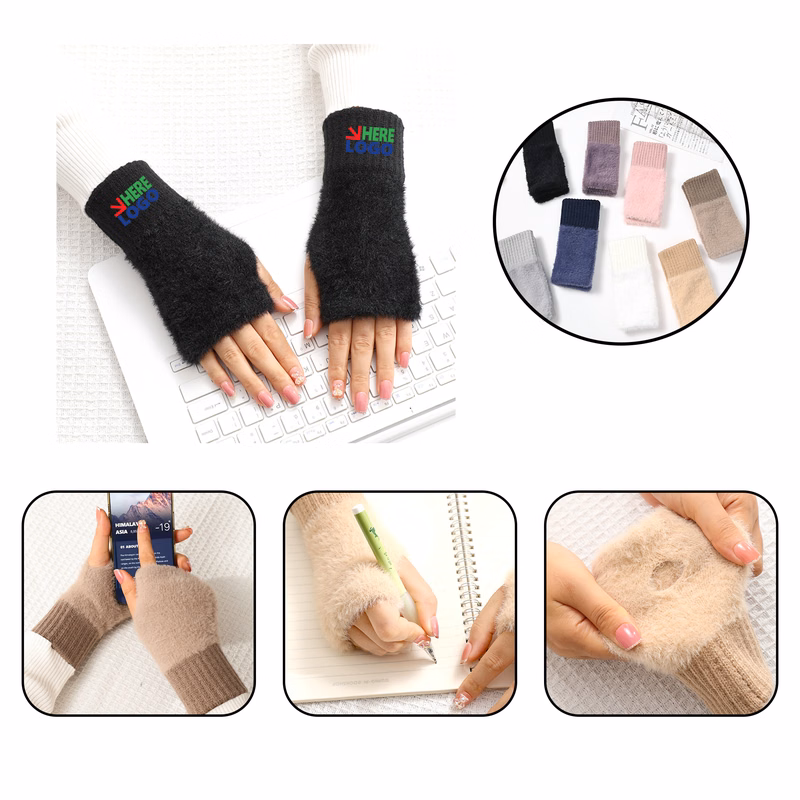 MOQ:10pcs Thermal Half Finger Gloves