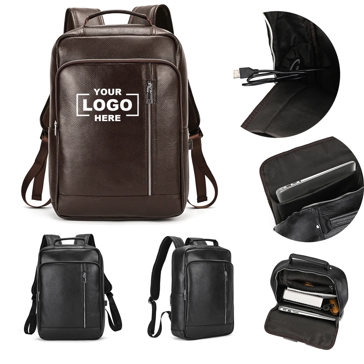 Leather Laptop Backpack for Men and Women 1