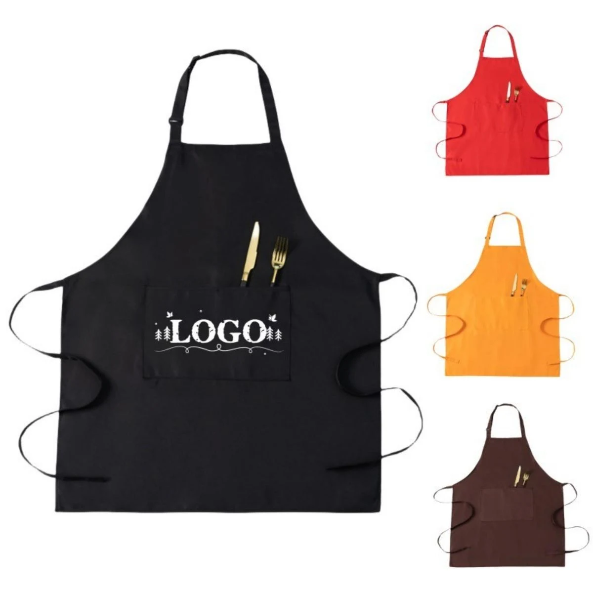 Waterproof Twill Bib Apron With Pockets 1