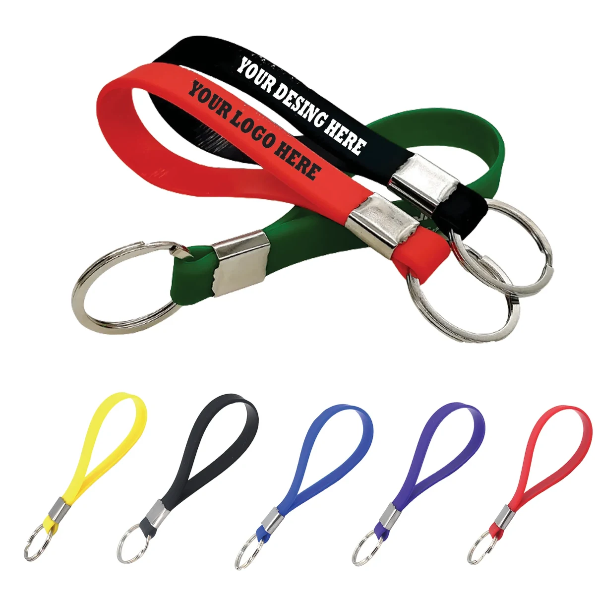 Screen Print Silicone Wristband With Keychain 1
