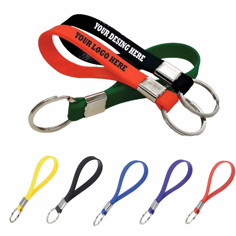 Screen Print Silicone Wristband With Keychain