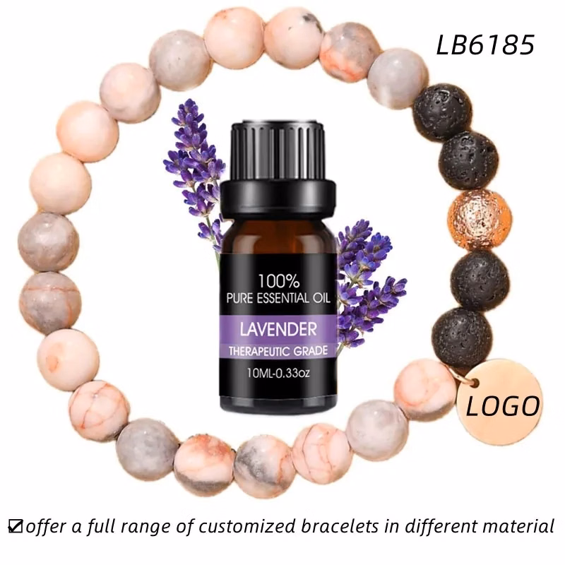 Logo Engraved Beaded Essential Oil Diffuser Bracelet Set