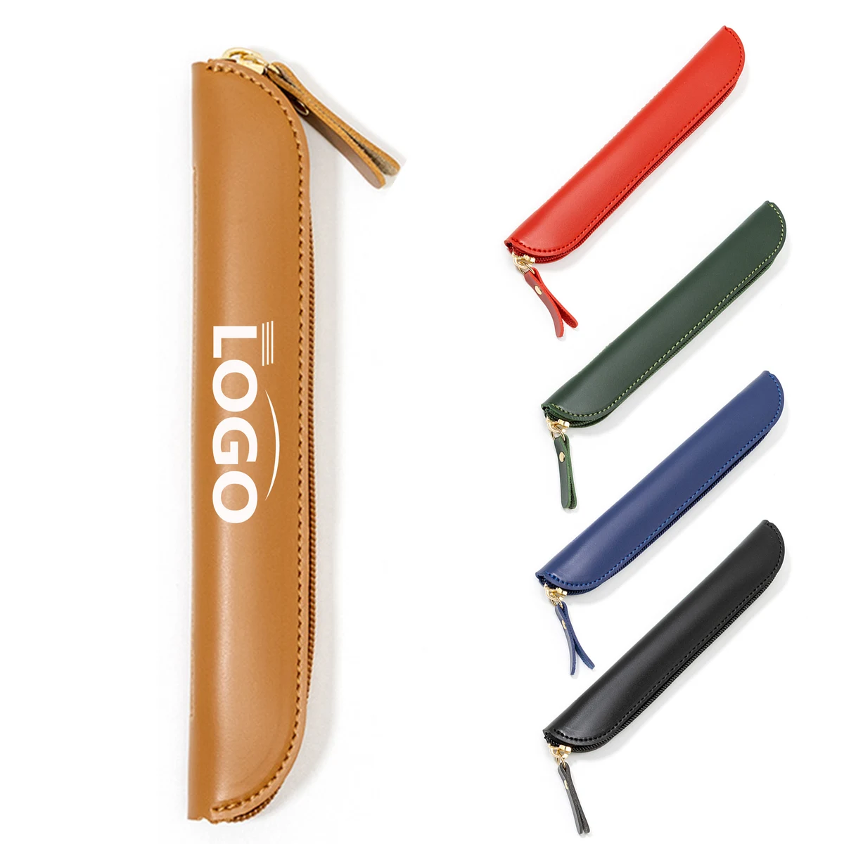 Sleek PU Leather Zippered Pencil Case 1