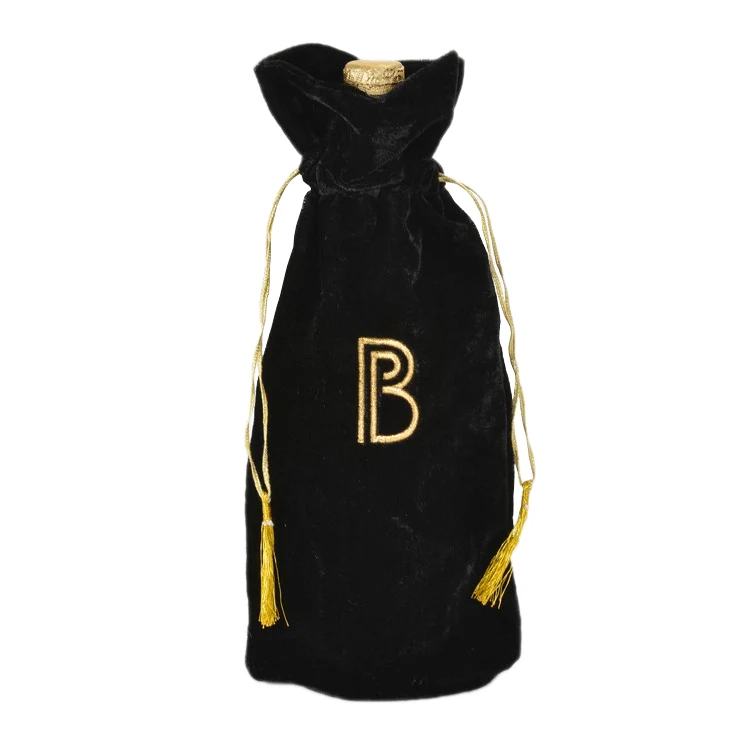 Velvet Wine Drawstring Bag 6x13" 1