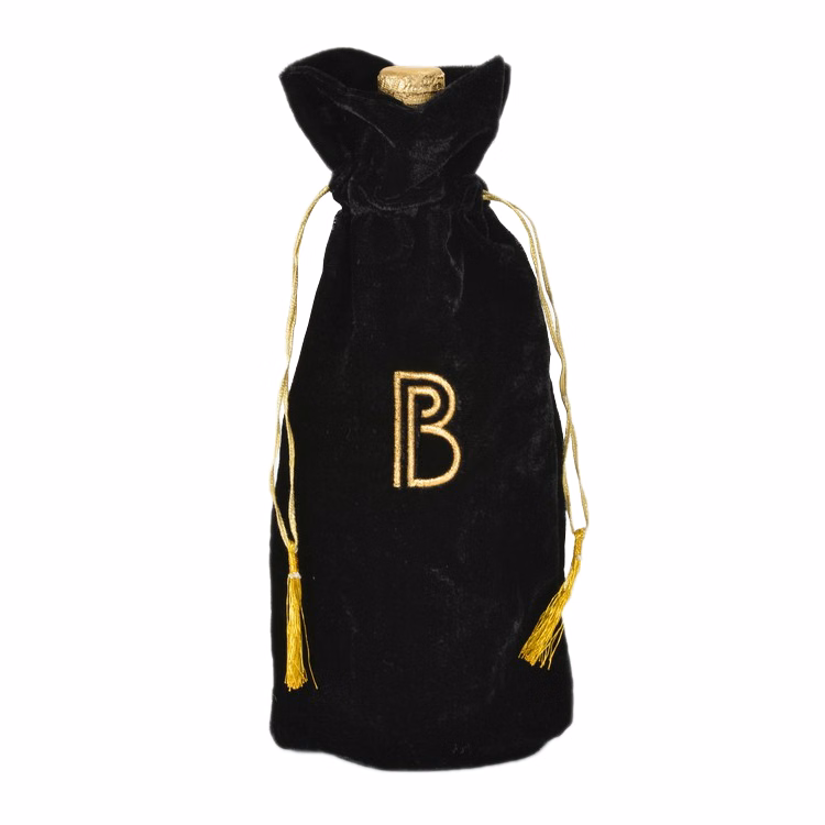 Velvet Wine Drawstring Bag 6x13"