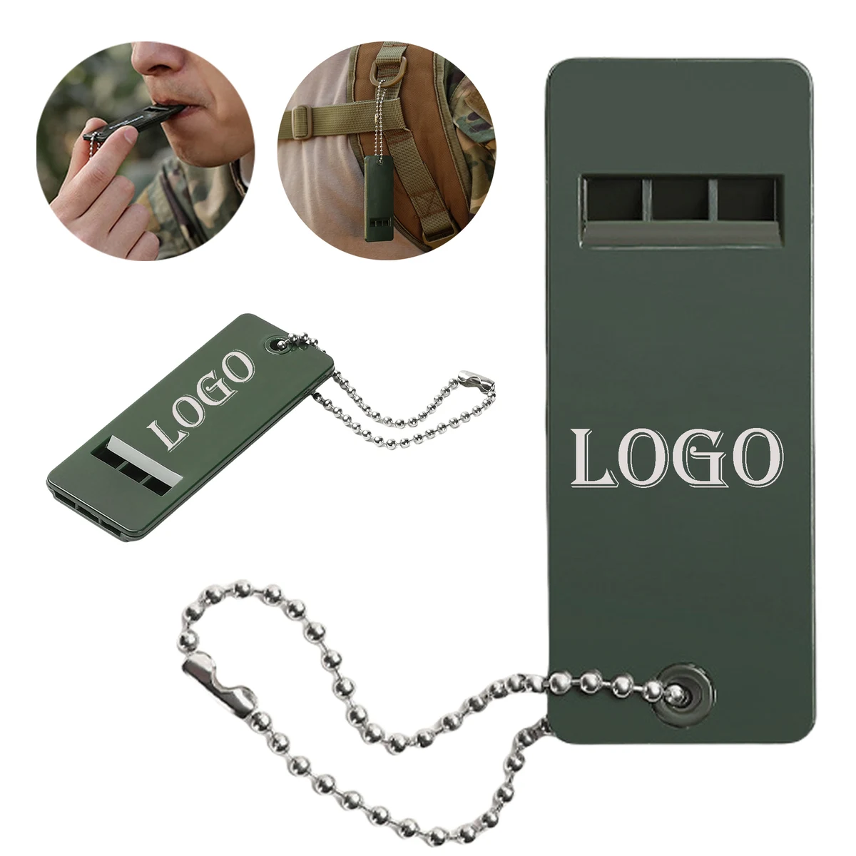 Lifesaving Emergency Whistle - 3-Frequency Design with Durable Plastic & Metal Chain 1
