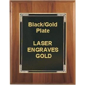 7" x 9" Cherry Finish Plaque with a Black Marble Mist Plate 1