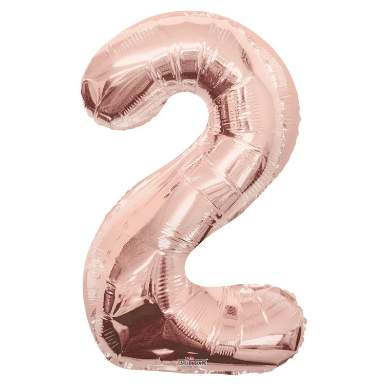 Mylar Number 2 Balloons - Rose Gold 34" 1