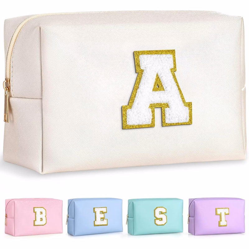 Custom Initial Makeup Bag with Zipper