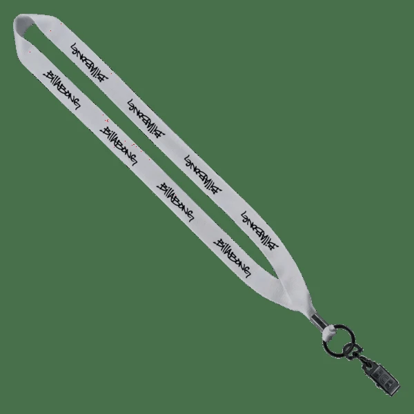 3/4" Polyester Lanyard with Metal Crimp & Bulldog Clip 1
