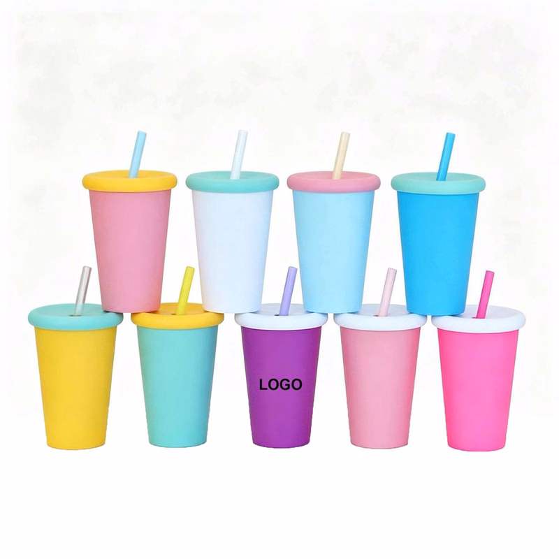 20oz Dopamine Color Plastic Tumbler with Lid and Straw