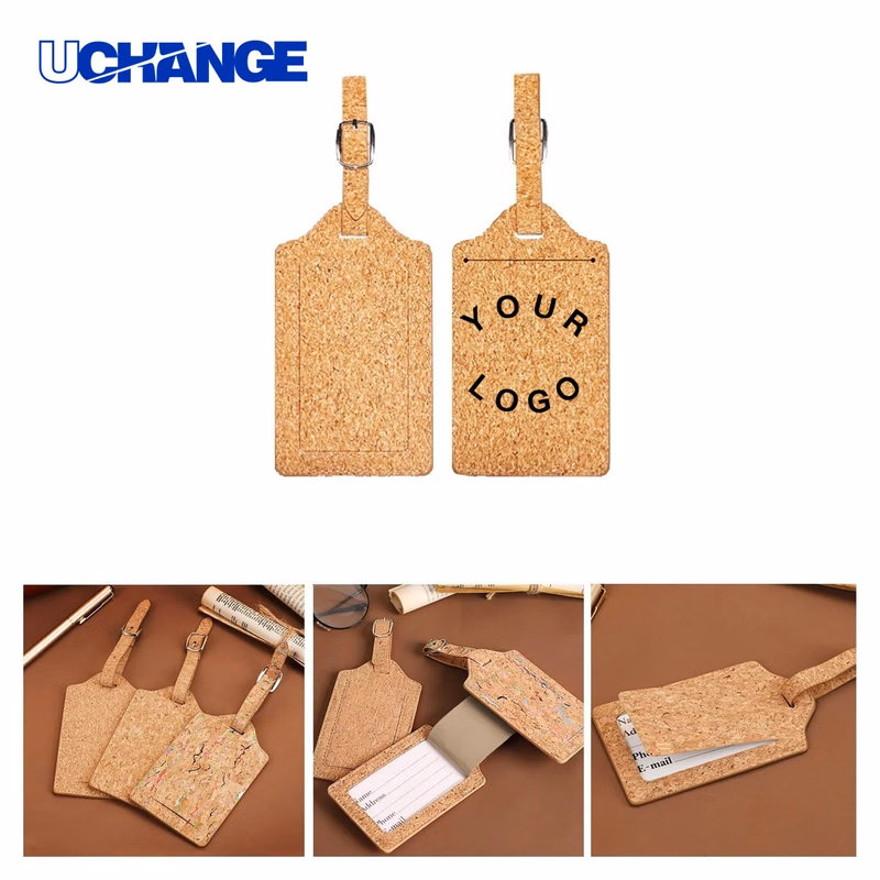 Cork Luggage Tag with Metal Buckle