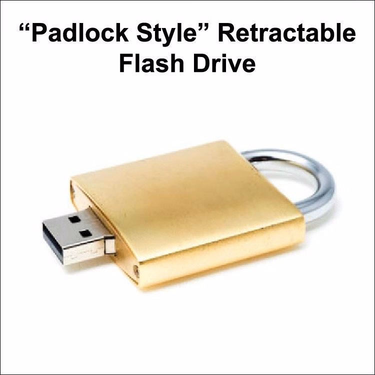 Padlock Style Retractable Flash Drive - 128 MB memory