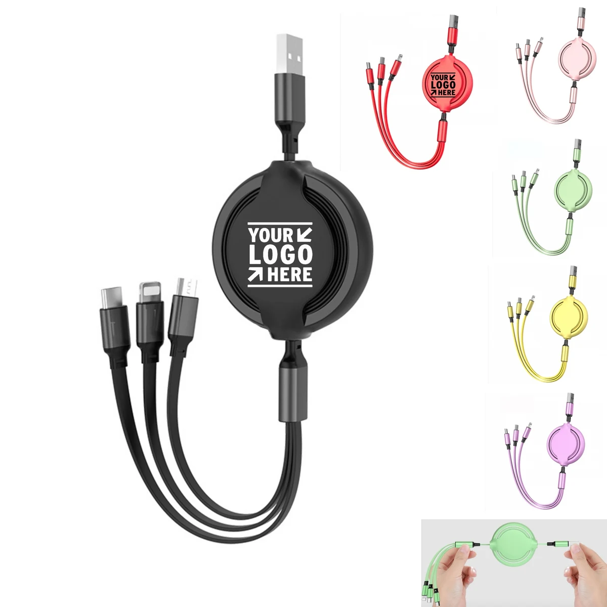 Aluminum Alloy 3 In 1 Telescopic Charging Cable 1