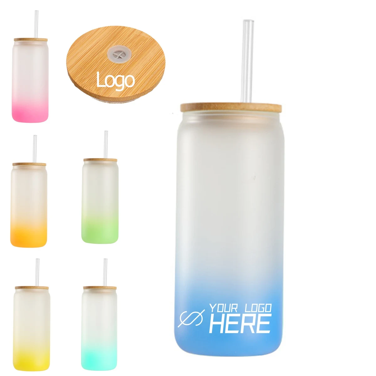 16 OZ Frosted Gradient Water Bottle With Straw 1