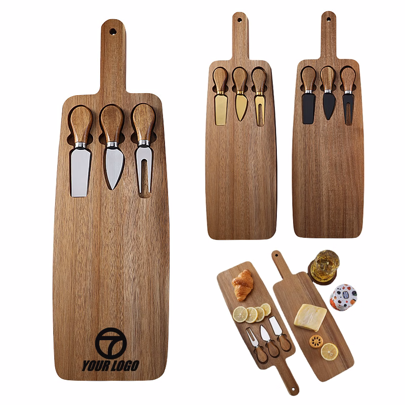 Eco-Friendly Wooden Cutting Board Cheese Knife Gift Set