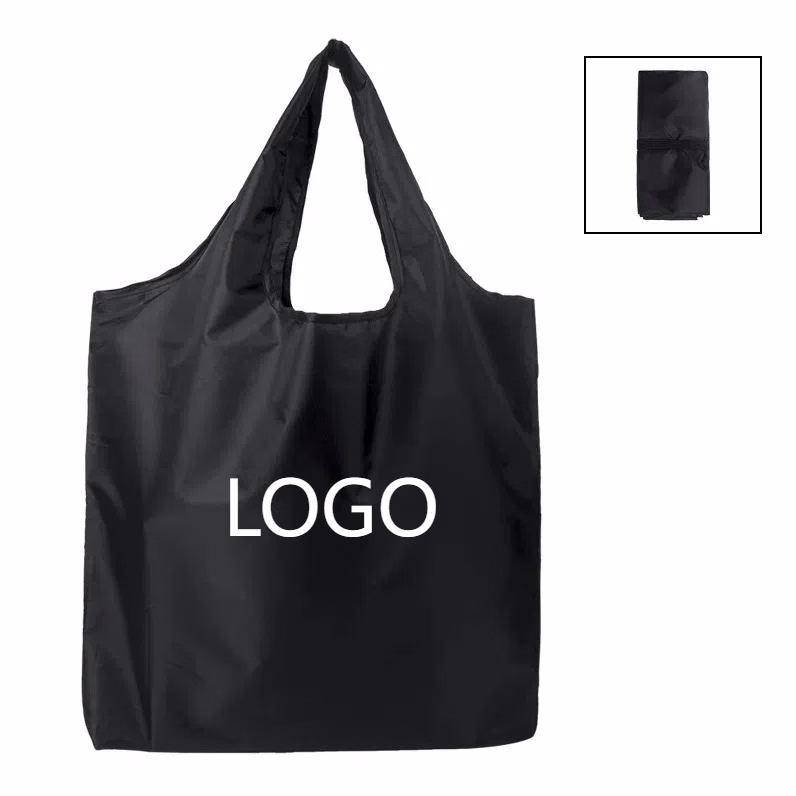 Polyester Nylon Portable Foldable Shopping Bag With Custom Logo Printed