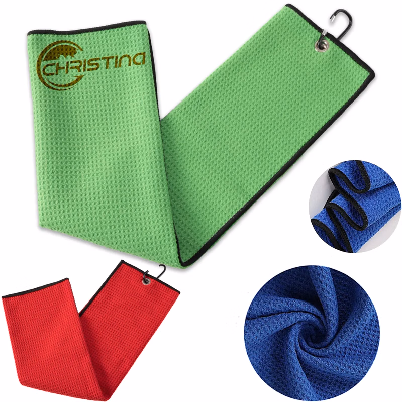 Multipurpose Drying Waffle Pattern Golf Towel With Clip
