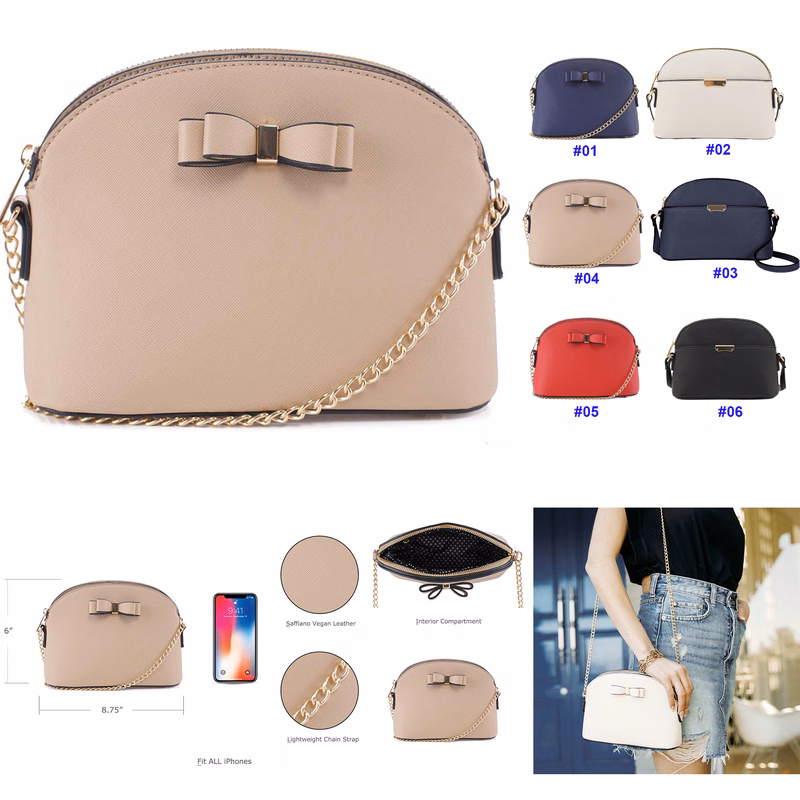 Small Cute Faux Leather Dome Series Crossbody Bags
