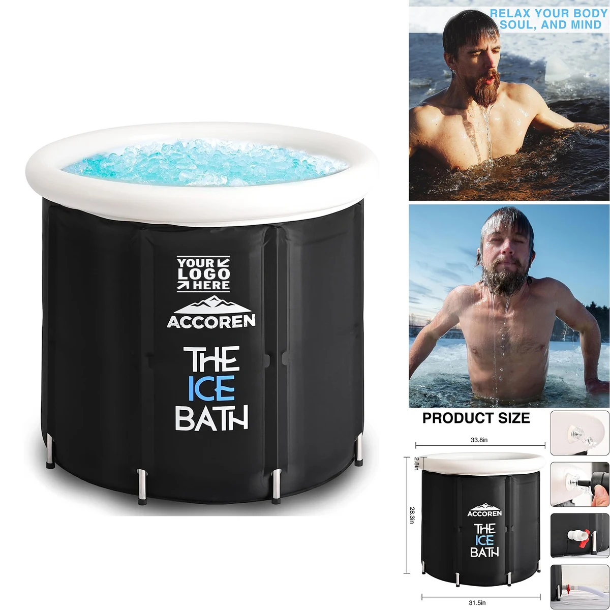 Portable Foldable Fitness Lover Athletes Metal Support New Upgraded Ice Bath Sturdy Cold Plunge Tub 1