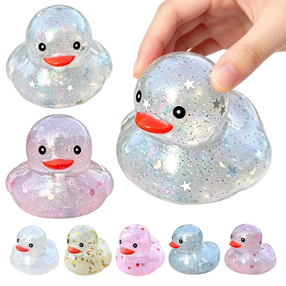 Glitter Clear Vinyl Squeaky Floating Bath Duck 1