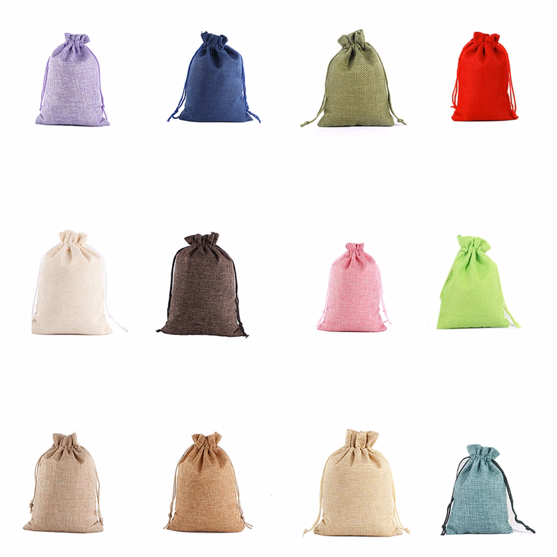 Linen Bunched Holiday Gift Bag